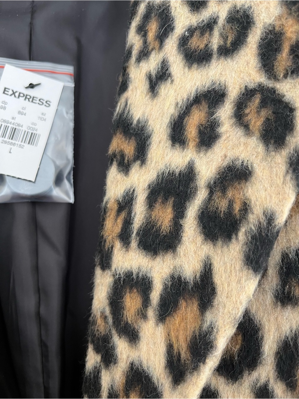 Express Leopard Print Long Coat - Black and Tan - Picture 4 of 10